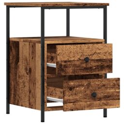 Berkfield Home Bedside Cabinets 2 pcs Old Wood 34x35.5x50 cm Engineered Wood in Brown - thumbnail 8