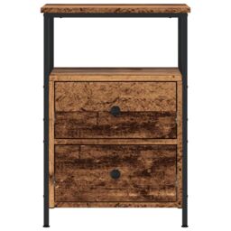 Berkfield Home Bedside Cabinets 2 pcs Old Wood 34x35.5x50 cm Engineered Wood in Brown - thumbnail 4