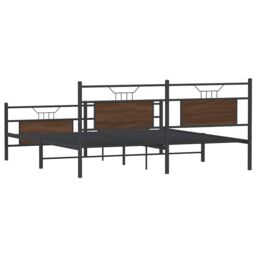 Berkfield Home Metal Bed Frame without Mattress Brown Oak 180x200 cm Super King - thumbnail 8