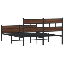 Berkfield Home Metal Bed Frame without Mattress Brown Oak 160x200 cm - thumbnail 6