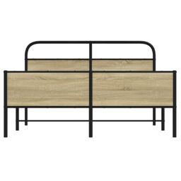 Berkfield Home Metal Bed Frame without Mattress Sonoma Oak 150x200 cm King Size in Brown - thumbnail 5