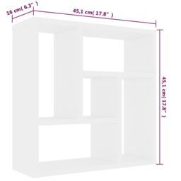 Berkfield Home Wall Shelf White 45.1x16x45.1 cm Engineered Wood - thumbnail 6