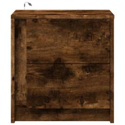 Berkfield Home Bedside Cabinet with LED Lights Smoked Oak Engineered Wood in Brown - thumbnail 6