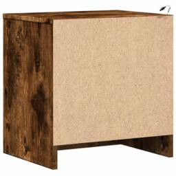 Berkfield Home Bedside Cabinet with LED Lights Smoked Oak Engineered Wood in Brown - thumbnail 8