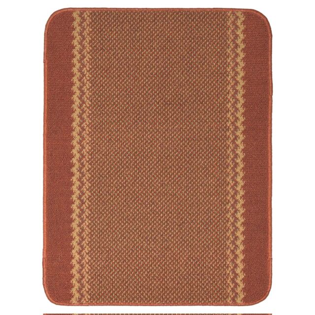 THE RUGS Washable Designer Rugs & Mats Lined Bordered Design in Terra - 116T in Burnt Orange - Size: 50 cm x 80 cm - image 1