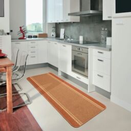 THE RUGS Washable Designer Rugs & Mats Lined Bordered Design in Terra - 116T in Burnt Orange - Size: 50 cm x 80 cm - thumbnail 3