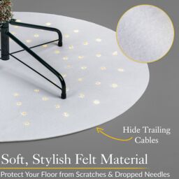 Christow Christmas Tree Mat Felt Floor Protector Light Up LED Stars Battery Operated 98cm in White - thumbnail 4