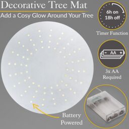 Christow Christmas Tree Mat Felt Floor Protector Light Up LED Stars Battery Operated 98cm in White - thumbnail 2