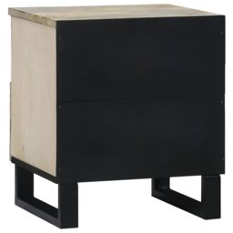 Berkfield Home Bedside Tables with Drawer White & black 40 x 33 x 46 cm - thumbnail 5