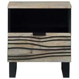 Berkfield Home Bedside Tables with Drawer White & black 40 x 33 x 46 cm - thumbnail 3