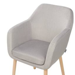 Wyld and Coco Taupe Velvet Dining Chair with Armrests and Rubberwood Legs in Beige - thumbnail 6
