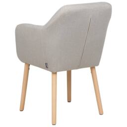 Wyld and Coco Taupe Velvet Dining Chair with Armrests and Rubberwood Legs in Beige - thumbnail 5