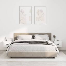 Berkfield Home Wall-mounted Bedside Cabinets 2 pcs High Gloss White 41.5x36x28cm - Size: 41.5x36x28 cm - thumbnail 2
