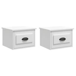 Berkfield Home Wall-mounted Bedside Cabinets 2 pcs High Gloss White 41.5x36x28cm - Size: 41.5x36x28 cm - thumbnail 1