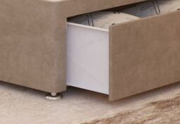 "Somnior Alexas 2 Drawers Divan Bed with 30"" Upholstered Headboard Plush Velvet in Beige - Size: Single" - thumbnail 3