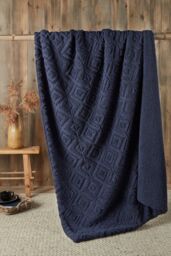 Fusion 'Romo' Fleece & Sherpa Throw in Navy - Size: 43 cm x 43 cm - thumbnail 1