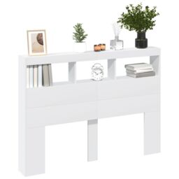 Berkfield Home Headboard Cabinet with LED White 140x17x102 cm - Size: 140 x 17 x 102 cm - thumbnail 5