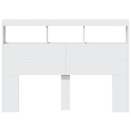 Berkfield Home Headboard Cabinet with LED White 140x17x102 cm - Size: 140 x 17 x 102 cm - thumbnail 6