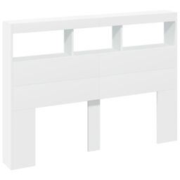 Berkfield Home Headboard Cabinet with LED White 140x17x102 cm - Size: 140 x 17 x 102 cm - thumbnail 3