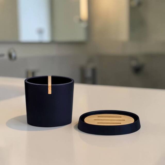 Showerdrape Sonata Bamboo Bathroom Accessory Set - Soap Dish & Toothbrush Holder in Black - image 1
