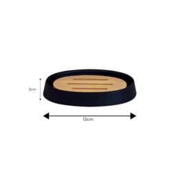 Showerdrape Sonata Bamboo Bathroom Accessory Set - Soap Dish & Toothbrush Holder in Black - thumbnail 5