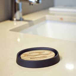 Showerdrape Sonata Bamboo Bathroom Accessory Set - Soap Dish & Toothbrush Holder in Black - thumbnail 3