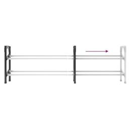Berkfield Home Extendable Shoe Rack with 2 Shelves 119x24x37 cm in Black - Size: 119 x 24 x 37 cm - thumbnail 5