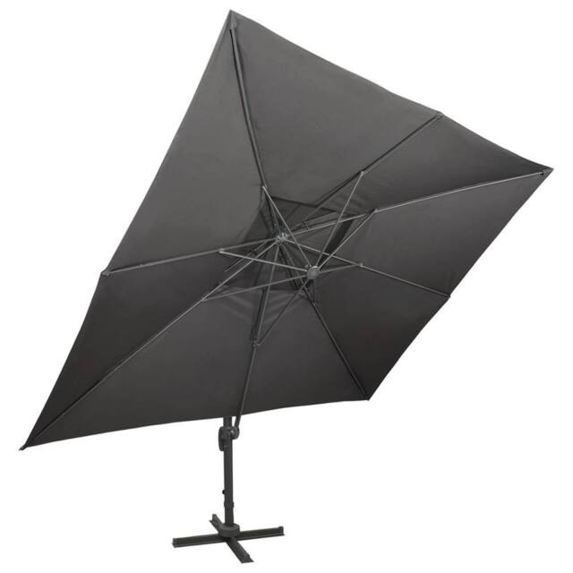 Berkfield Home Cantilever Garden Parasol with Double Top Anthracite 400x300 cm in Charcoal - image 1