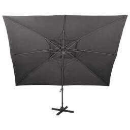 Berkfield Home Cantilever Garden Parasol with Double Top Anthracite 400x300 cm in Charcoal - thumbnail 3