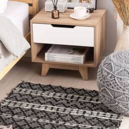 Wyld and Coco Chevron Rug Black Beige 80 x 150 cm - Size: 80 cm x 150 cm - thumbnail 1