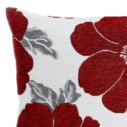 Luxury Living Poppy Chenille Cushions Set of 4 - Luxurious Floral Design, Thick Jacquard Fabric, Easy-Care with Wide Zip in Red - Size: 45 cm x 45 cm - thumbnail 2