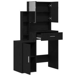 Berkfield Home Dressing Table with Mirror&LED Lights Black Oak Engineered Wood - thumbnail 5