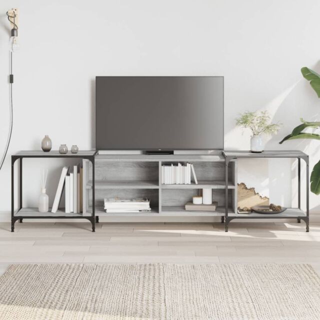 Berkfield Home TV Cabinet Grey Sonoma 203x37x50 cm Engineered Wood - Size: 203 x 37 x 50 cm - image 1