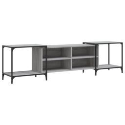 Berkfield Home TV Cabinet Grey Sonoma 203x37x50 cm Engineered Wood - Size: 203 x 37 x 50 cm - thumbnail 2