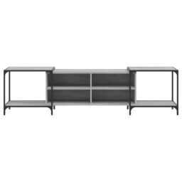 Berkfield Home TV Cabinet Grey Sonoma 203x37x50 cm Engineered Wood - Size: 203 x 37 x 50 cm - thumbnail 4