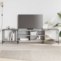 Berkfield Home TV Cabinet Grey Sonoma 203x37x50 cm Engineered Wood - Size: 203 x 37 x 50 cm - thumbnail 1