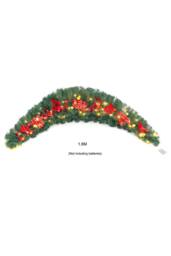 180cm Artificial Classic Christmas Cotton for Front Door Decoration in Green - thumbnail 4
