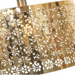 Happy Homewares Moroccan Designed Large Gold Metal Pendant Shade with Floral Decor - Size: 16 inches - thumbnail 2