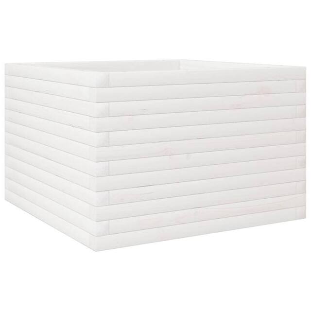 Berkfield Home Garden Planter White 70x70x45.5 cm Solid Wood Pine - image 1