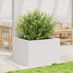 Berkfield Home Garden Planter White 70x70x45.5 cm Solid Wood Pine - thumbnail 3