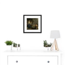 Artery8 Von Sandrart Odysseus Nausicaa 8X8 Inch Square Wooden Framed Wall Art Print Picture with Mount in Black - thumbnail 2