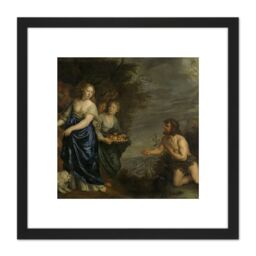 Artery8 Von Sandrart Odysseus Nausicaa 8X8 Inch Square Wooden Framed Wall Art Print Picture with Mount in Black - thumbnail 1