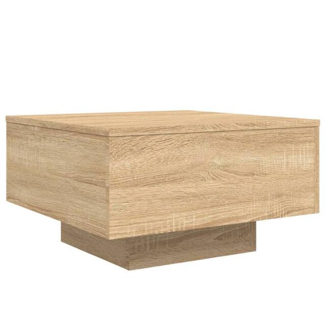 Berkfield Home Modern Coffee Table with LED Lights Sonoma Oak 55x55x31 cm in Light Tan - Size: 55 x 55 x 31 cm - image 1
