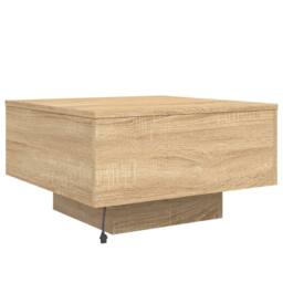 Berkfield Home Modern Coffee Table with LED Lights Sonoma Oak 55x55x31 cm in Light Tan - Size: 55 x 55 x 31 cm - thumbnail 9