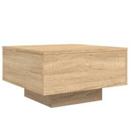 Berkfield Home Modern Coffee Table with LED Lights Sonoma Oak 55x55x31 cm in Light Tan - Size: 55 x 55 x 31 cm
