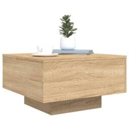 Berkfield Home Modern Coffee Table with LED Lights Sonoma Oak 55x55x31 cm in Light Tan - Size: 55 x 55 x 31 cm - thumbnail 6