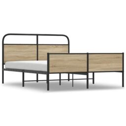 Berkfield Home Metal Bed Frame without Mattress Smoked Oak 180x200 cm Super King in Brown - thumbnail 2