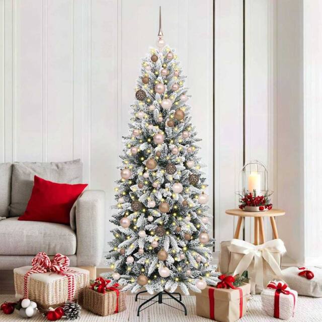 Berkfield Home Artificial Christmas Tree with 300 LEDs White 73 x 73 x 180 cm - image 1