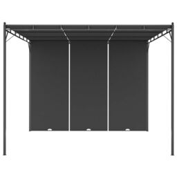 Berkfield Home Garden Gazebo with Side Curtain 3x3x2.25 m Anthracite in Black - thumbnail 2