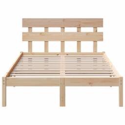 Berkfield Home Bed Frame with Headboard 140x190 cm Solid Wood Pine in Light Tan - thumbnail 5